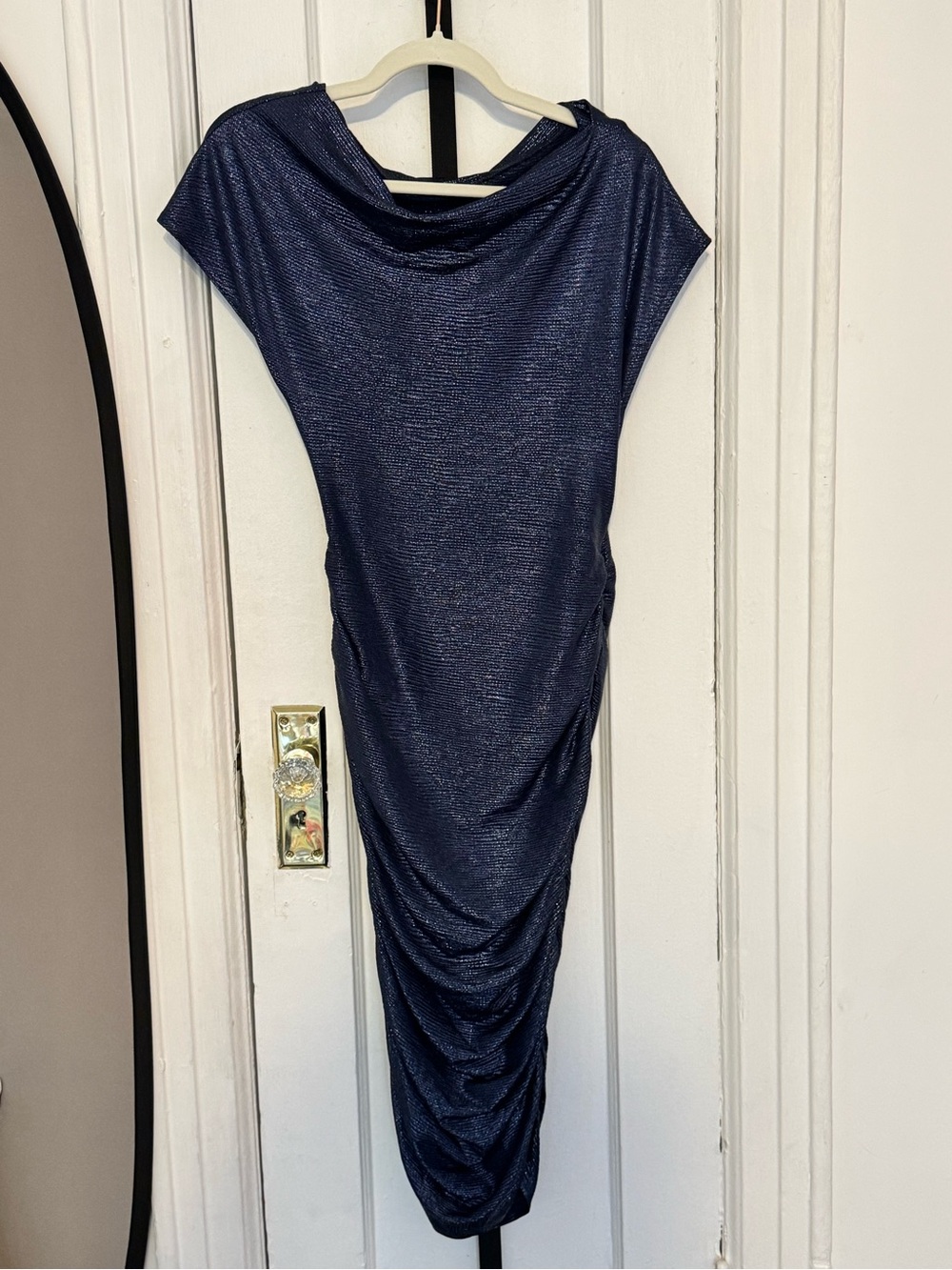 Me & Thee Shimmer Ruched Midi Dress
